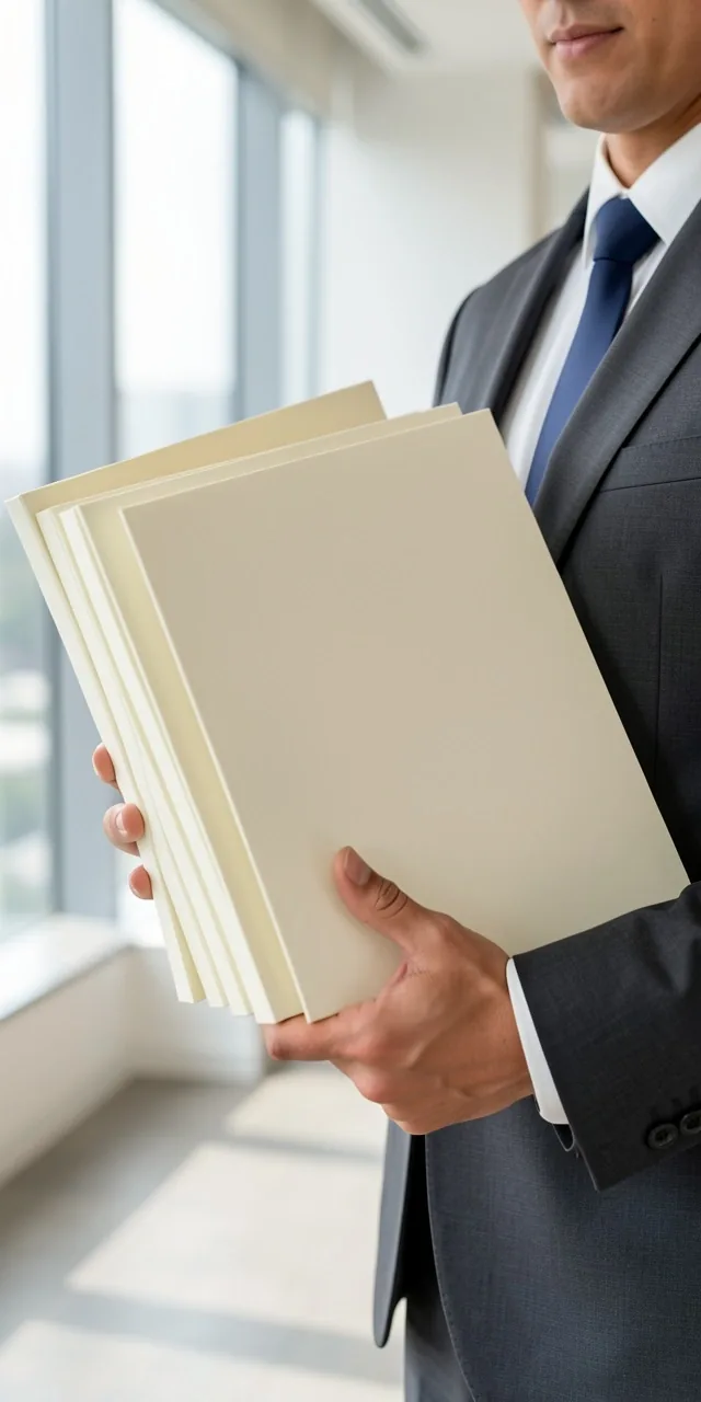 筆記用具と厚手の紙